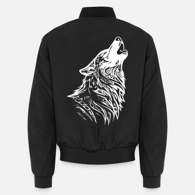 Warrior wolf with tribal design Unisex Bomber Jacket
