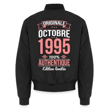 30th Anniversary - Original - October 1995 - Unisex Bomber Jacket - black - Back - AI Model Male 185 light (185cm)