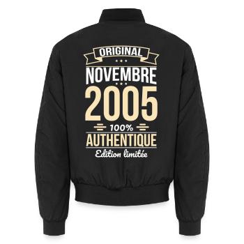 20th Anniversary - Original - November 2005 - Unisex Bomber Jacket - black - Back - AI Model Male 185 light (185cm)
