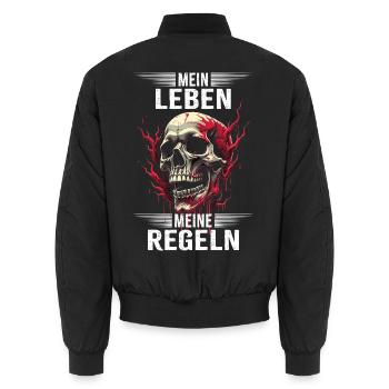 Mein Leben - Meine Regeln - Unisex Bomberjacke - Schwarz - Hinten - AI Model Male 185 light (185cm)