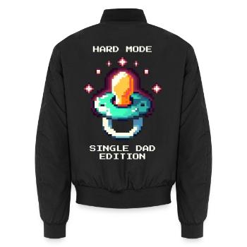 Hard Mode: Single Dad | Alleinerziehend - Unisex Bomberjacke - Schwarz - Hinten - AI Model Male 185 light (185cm)