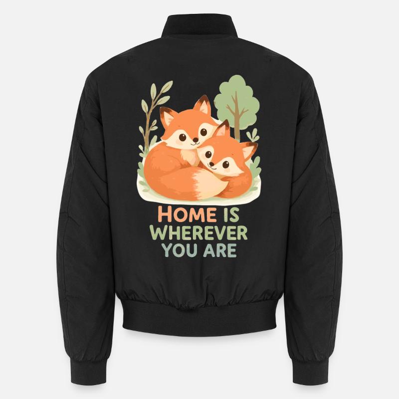 Süßes Fuchs Pärchen im Wald Unisex Bomberjacke