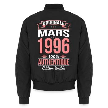 30th Anniversary - Original - March 1996 - Unisex Bomber Jacket - black - Back - AI Model Male 185 light (185cm)
