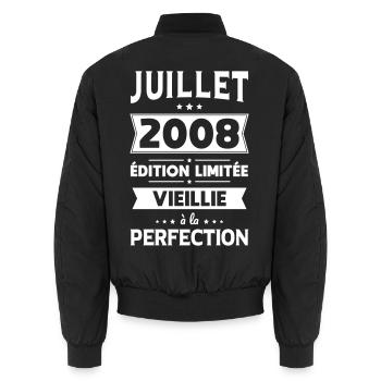 Anniversaire 18 ans - Juillet 2008 Perfection - Bomber unisexe - noir - Dos - AI Model Male 185 light (185cm)