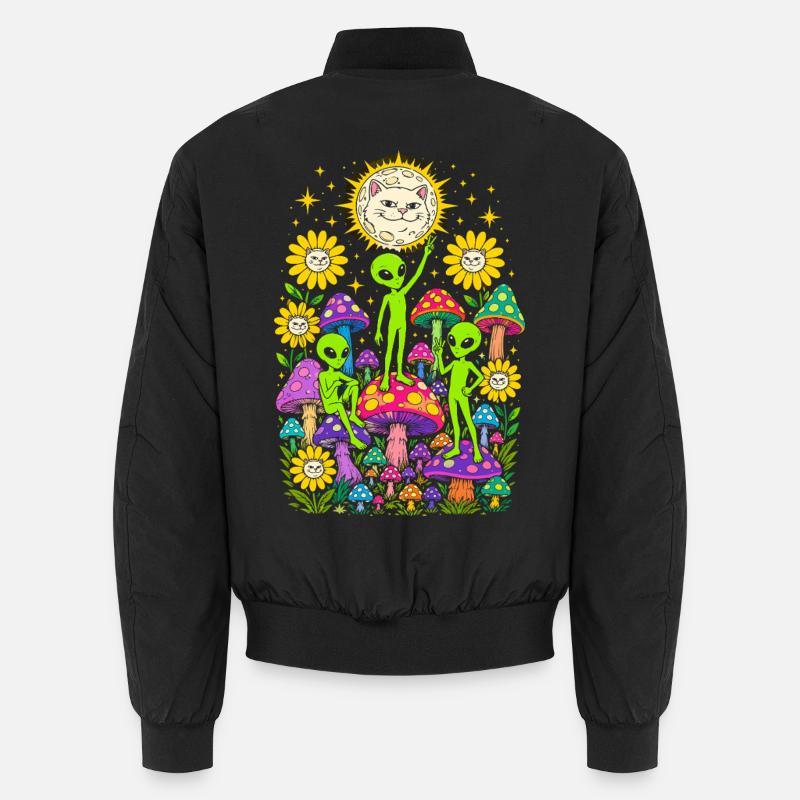 Extraterrestres au clair de lune de la forêt de champignons Bomber unisexe