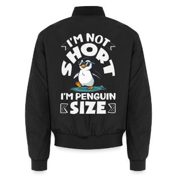 Pingouin mignon - Cadeau pour l’amoureux des manchots - Bomber unisexe - noir - Dos - AI Model Male 185 light (185cm)