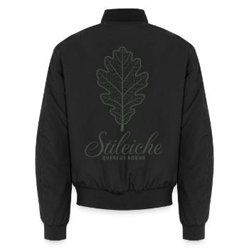Stileiche | Eichenblatt Illustration | Baum - Unisex Bomberjacke - Schwarz - Hinten - AI Model Male 185 light (185cm)
