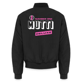 Mutti Number One Deluxe Beste Familie Beste Mutti - Unisex Bomberjacke - Schwarz - Hinten - AI Model Male 185 light (185cm)