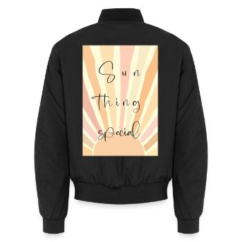 Sonnenstrahlen Special – Handlettering - Unisex Bomberjacke - Schwarz - Hinten - AI Model Male 185 light (185cm)