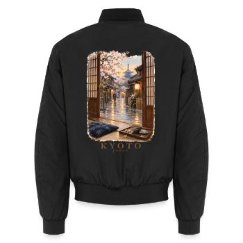 Kyoto Spring durch offene Türen - Unisex Bomberjacke - Schwarz - Hinten - AI Model Male 185 light (185cm)