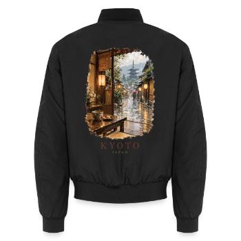 Kyoto Japan Friedlicher Teehausblick - Unisex Bomberjacke - Schwarz - Hinten - AI Model Male 185 light (185cm)