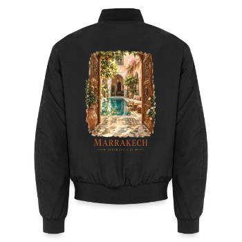 Marrakesch Marokko Vintage-Charme - Unisex Bomberjacke - Schwarz - Hinten - AI Model Male 185 light (185cm)