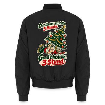 Christbaam grad hinstelln - Unisex Bomberjacke - Schwarz - Hinten - AI Model Male 185 light (185cm)