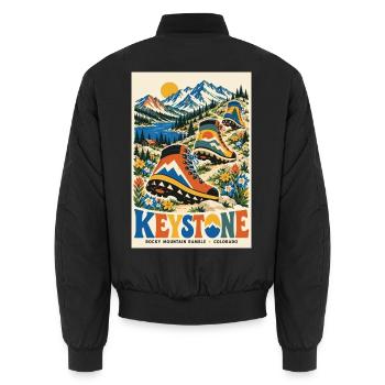 Erleben Sie Keystone Colorado Retro Mountain Escape - Unisex Bomberjacke - Schwarz - Hinten - AI Model Male 185 light (185cm)