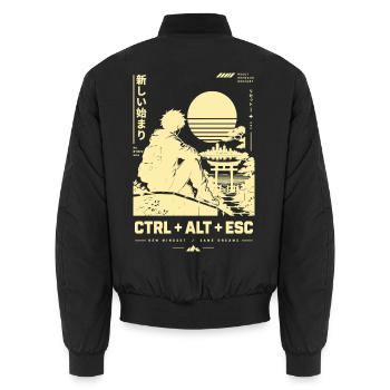 Sonnenuntergangssilhouette CTRL ALT ESC - Unisex Bomberjacke - Schwarz - Hinten - AI Model Male 185 light (185cm)
