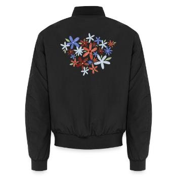 Aquarell Blumen - Unisex Bomberjacke - Schwarz - Hinten - AI Model Male 185 light (185cm)