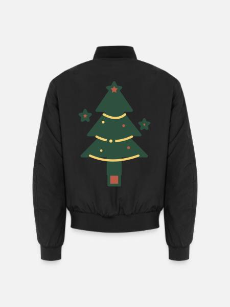 Minimaler Weihnachtsbaum mit Lichtern - Unisex Bomberjacke - Schwarz