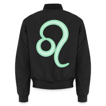 Löwen-Sternzeichen Pastellgrün - Unisex Bomberjacke - Schwarz - Hinten - AI Model Male 185 light (185cm)