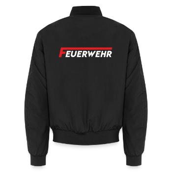 Feuerwehr Flammenlogo Rot Weiß - Unisex Bomberjacke - Schwarz - Hinten - AI Model Male 185 light (185cm)