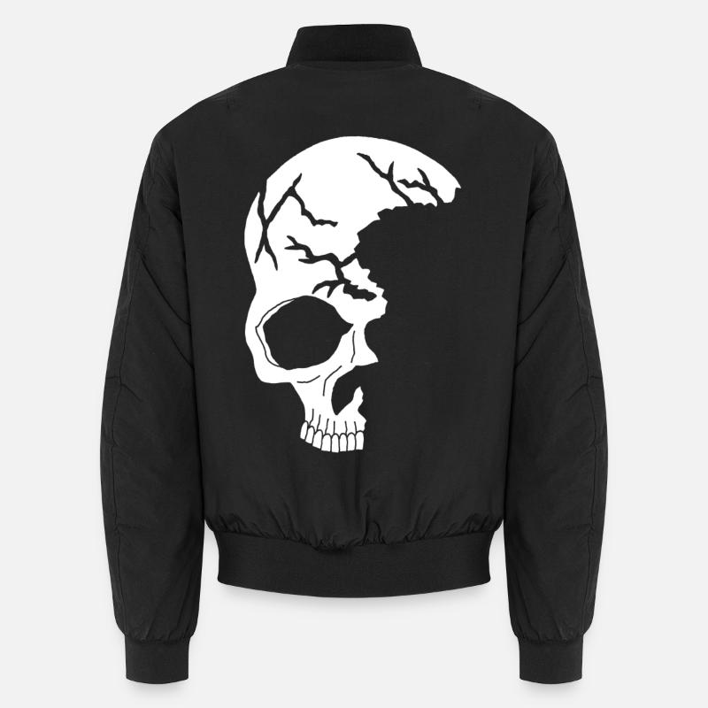 white half skull - Unisex Bomber Jacket - black