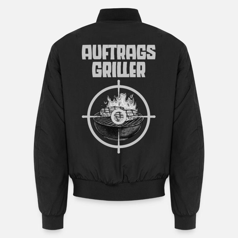 Auftragsgriller Grillmaster lustige Sprüche - Unisex Bomberjacke - Schwarz