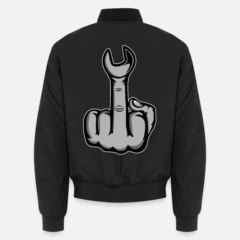 Mittelfinger Stinkerfinger Schraubschlüssel Unisex Bomberjacke