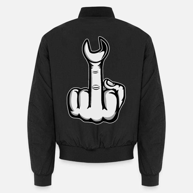 Middle Finger Stinker Finger Screw Wrench Unisex Bomber Jacket