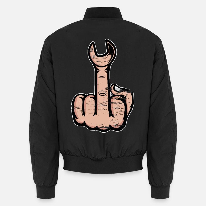 Middle Finger Stinky Finger Wrench - Unisex Bomber Jacket - black