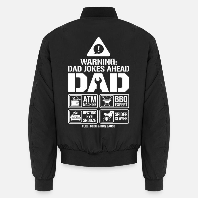 Warning Dad Jokes Ahead Father - Unisex Bomber Jacket - black