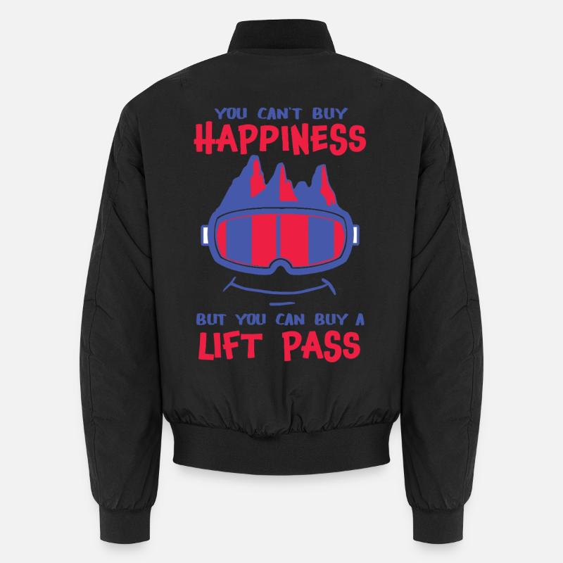 Happiness Ski Snowboard Mountains Slope - Unisex Bomber Jacket - black