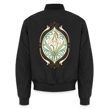 Jugendstil Iris Ornament - Unisex Bomberjacke - Schwarz - Hinten - AI Model Male 185 light (185cm)