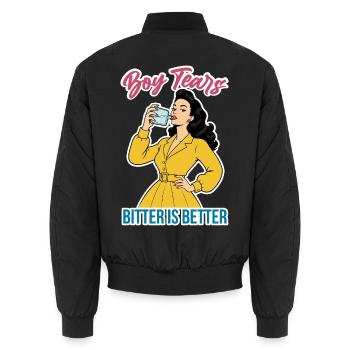 Boy Tears - Unisex Bomber Jacket - black - Back - AI Model Male 185 light (185cm)