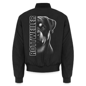 Portrait de rottweiler avec lettrage - Bomber unisexe - noir - Dos - AI Model Male 185 light (185cm)