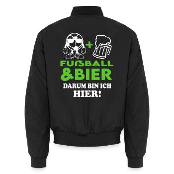 Fußball Fussball und Bier Darum bin ich hier - Unisex Bomberjacke - Schwarz - Hinten - AI Model Male 185 light (185cm)