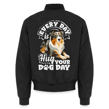 Australian Shepherd - Mein treuer Aussie - Unisex Bomberjacke - Schwarz - Hinten - AI Model Male 185 light (185cm)