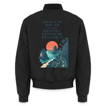 Motivational Quote Erfolg Mindset - Unisex Bomberjacke - Schwarz - Hinten - AI Model Male 185 light (185cm)