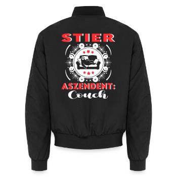 Sternzeichen Stier Aszendent Couch Happy Birthday - Unisex Bomberjacke - Schwarz - Hinten - AI Model Male 185 light (185cm)