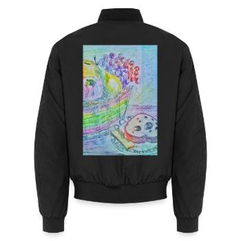 Obstkorb - Unisex Bomberjacke - Schwarz - Hinten - AI Model Male 185 light (185cm)