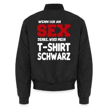 An Sex denken Erotik Sprüche Fun Lustig - Unisex Bomberjacke - Schwarz - Hinten - AI Model Male 185 light (185cm)