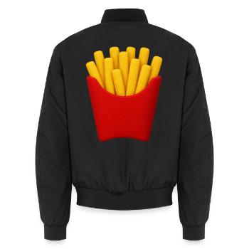 Pommes Frites Cartoon Muster - Unisex Bomberjacke - Schwarz - Hinten - AI Model Male 185 light (185cm)