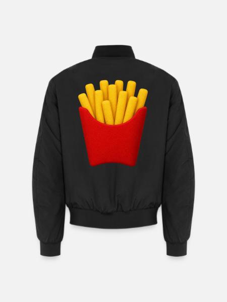 Pommes Frites Cartoon Muster - Unisex Bomberjacke - Schwarz