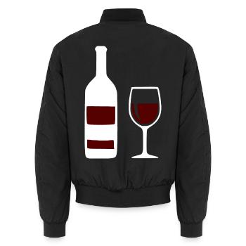 Weinflasche und Weinglas Wein Geschenk Genießer - Unisex Bomberjacke - Schwarz - Hinten - AI Model Male 185 light (185cm)