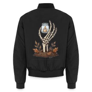 Skeletthand mit brennendem Licht - Unisex Bomberjacke - Schwarz - Hinten - AI Model Male 185 light (185cm)