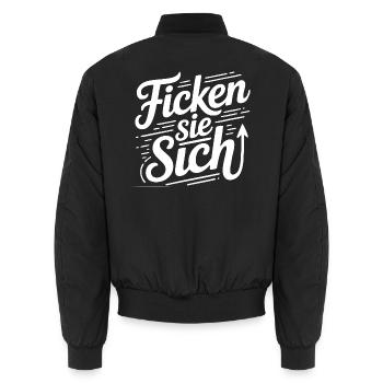 Fick dich Ficken sie sich Sprüche Mann Frau Fuck - Unisex Bomberjacke - Schwarz - Hinten - AI Model Male 185 light (185cm)