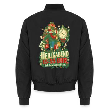 Heiligabend 15:55 Uhr mit Plan - Unisex Bomberjacke - Schwarz - Hinten - AI Model Male 185 light (185cm)