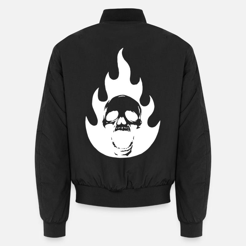 Skull and white flame - Unisex Bomber Jacket - black