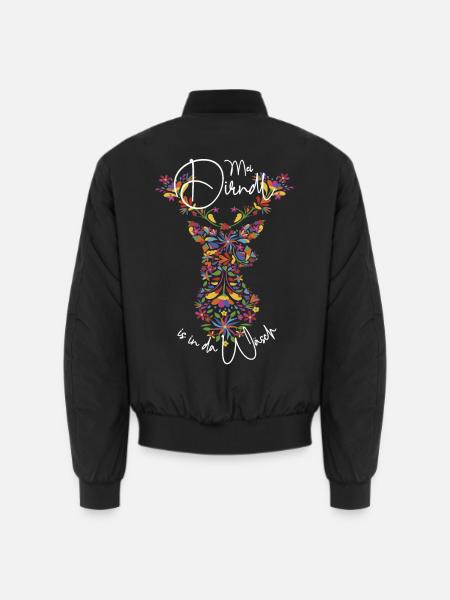 My Dirndl is in da Wäsch Trachtenshirt Hirsch - Unisex Bomberjacke - Schwarz