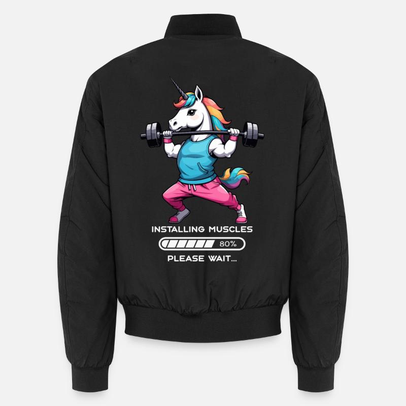 Bodybuilder Einhorn Unisex Bomberjacke