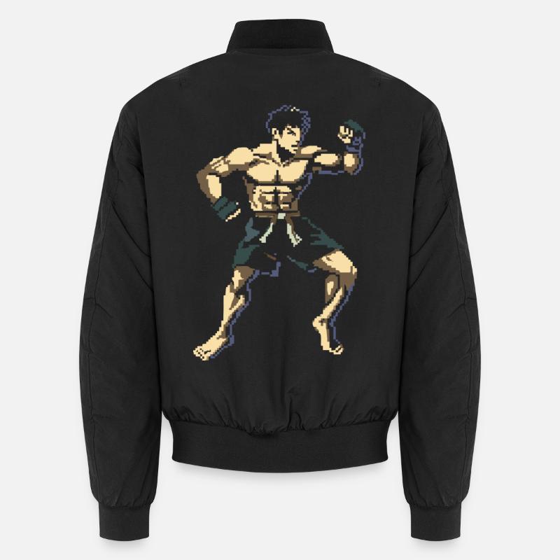 Kickboxer Pixel Grafik - Unisex Bomberjacke - Schwarz
