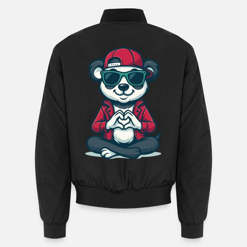 Chill Heart Panda - Unisex Bomber Jacket - black